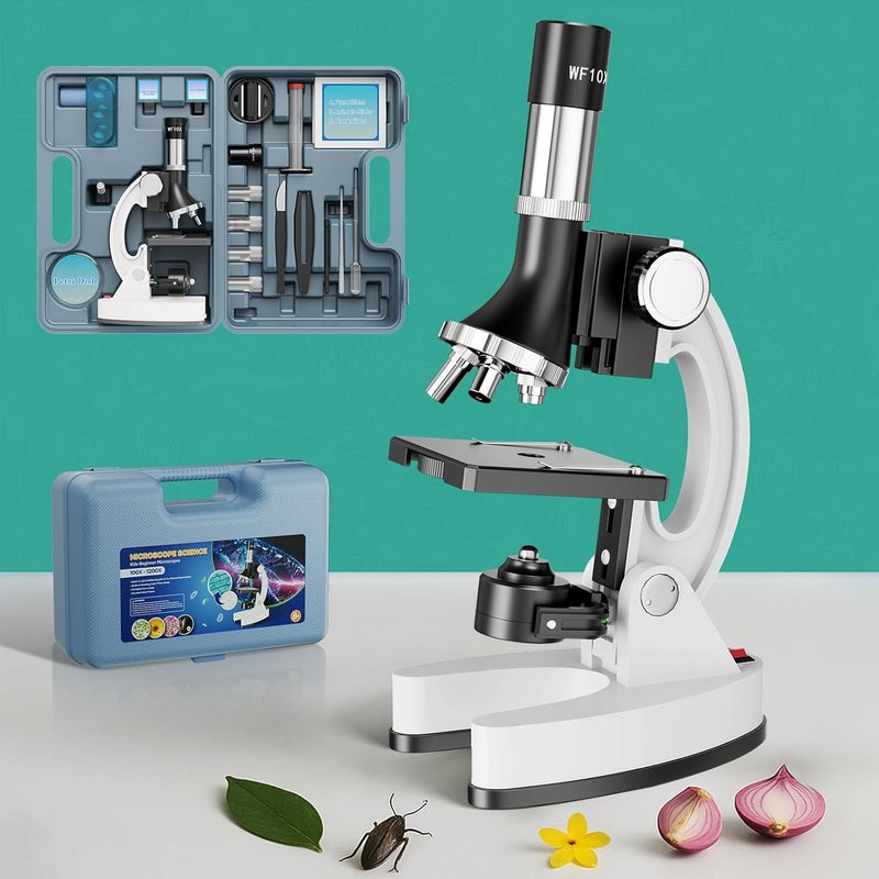 USCAMEL Kids Microscope Science Kit - 1200X Microscope for Kids 8-12 with Prepared Slides Metal Body LED Light Carrying Box Educational Compound Toy Set for Children Ages 5 Year Old Boys & Girls Gift - Image 5